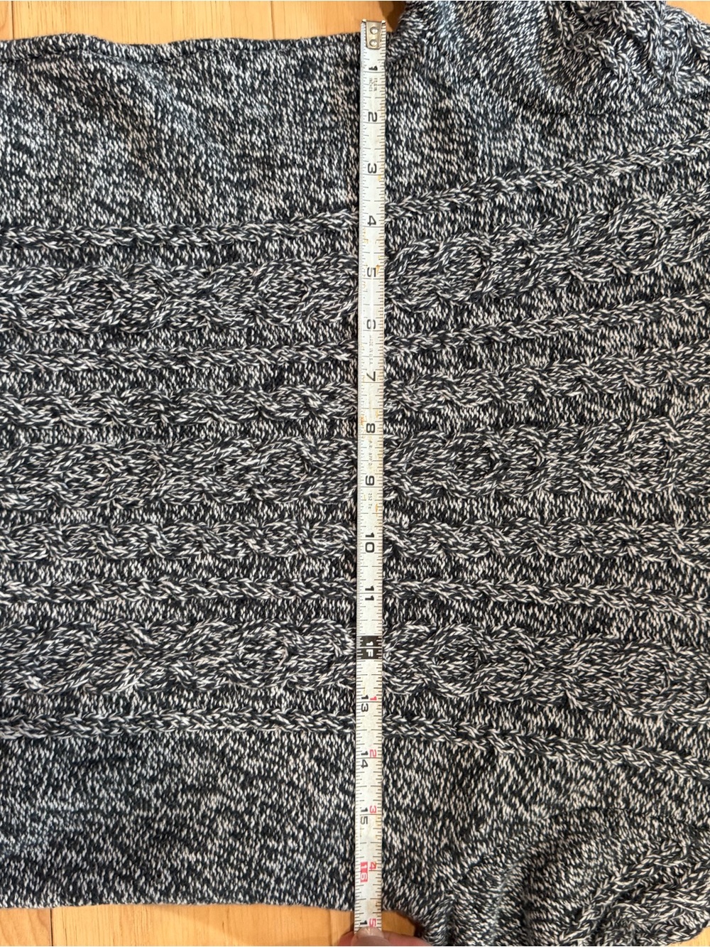 L.L. Bean Women's Black & White Marled Cable Crewneck Sweater - Picture 5 of 6
